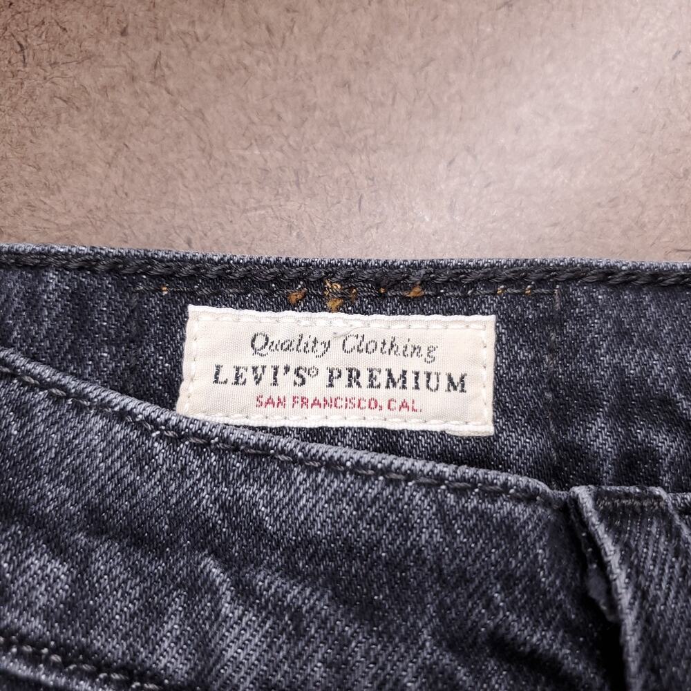 Levi's Premium Ribcage Straight Ankle Jeans Button Fly Stretch Women 28 Black - Picture 5 of 15